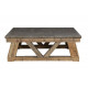 Rustic Reclaimed Wood & Stone Rectangle Coffee Table