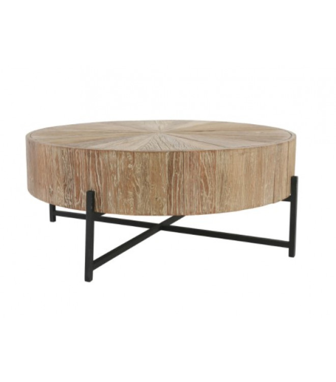 Round Wood Block Coffee Table, 36 In Light Brown Medium Round Wood Coffee Table