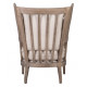 Winged Slatted Back Solid Wood & Cushion Accent Chair