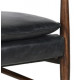 Plush Black Leather & Wood Mid Century Club Chair