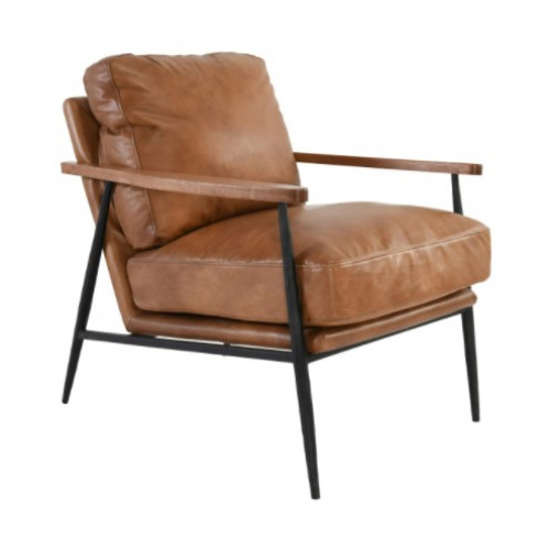 Carmel Brown Antique Leather Contemporary Style Club Chair