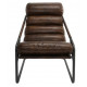 Milk Chocolate Brown Leather Chic Channel Back Lounge Chair