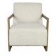 Contemporary Light Wood & Pearl White Cushion Accent Chair 