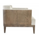 Wood Wrap Around With Light Sand Fabric Accent Chair