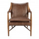Plush Brown Leather & Wood Mid Century Club Chair
