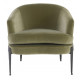 Velvet Olive Green Dark Hammered Iron Barrel Chair