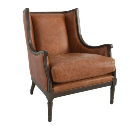 Carmel Brown Top Grain Mid Century Leather Club Chair