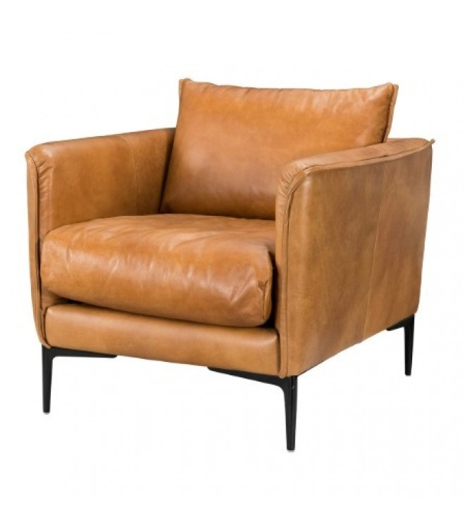 Tan Top Grain Leather Deep Seat Club Chair, Tan Leather Club Chair