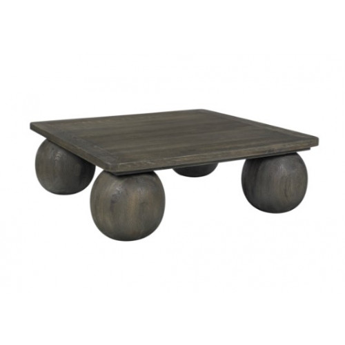 Solid Pine Dark Finish Round Legs Square Top Coffee Table