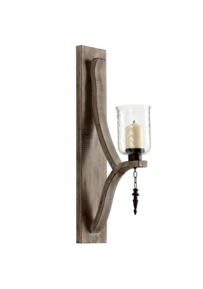 Rustic Wood Iron Glass Wall Sconce