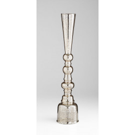 Tall Silver Mercury Glass Trumpet Vase