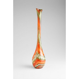 Tall Slender Artistic Orange Glass Vase