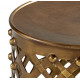 Brushed Bronze Metal Lattice Drum Accent Side Table
