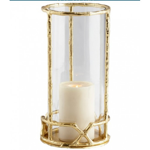 Gold Cane Frame & Glass Candle Holder Hurricane Tall
