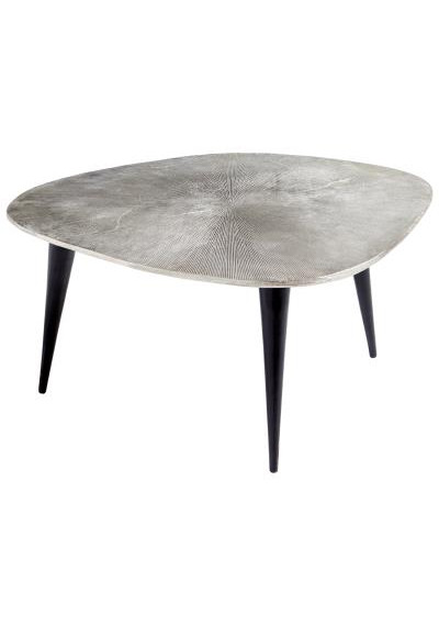 Silver Metal Top Bronze Leg Tripod Cocktail Table