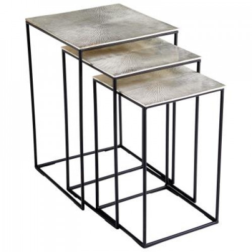 Silver Metal Top Bronze Leg Nesting Tables