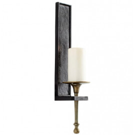 Rustic Metal & Antiqued Brass Torch Design Wall Sconce