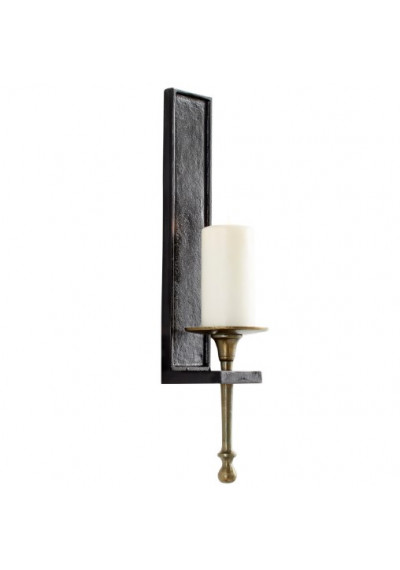 Rustic Metal & Antiqued Brass Torch Design Wall Sconce