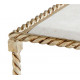 Brass Iron Rope White Marble Top Accent Side Table