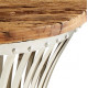 Silver Metal Cage Natural Wood Top Side Accent Table