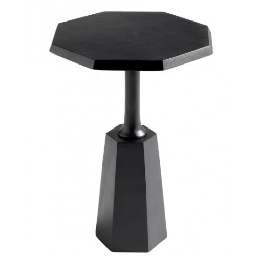 Black Octagon Stop Sign Aluminum Accent Side Table
