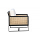 Black Frame Natural Rattan White Cushion Accent Chair