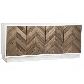 White Pine Wood Frame Recycled Fir Chevron Doors Sideboard Cabinet