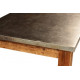 Metal Top Block Wood Leg Rectangle Dining Table