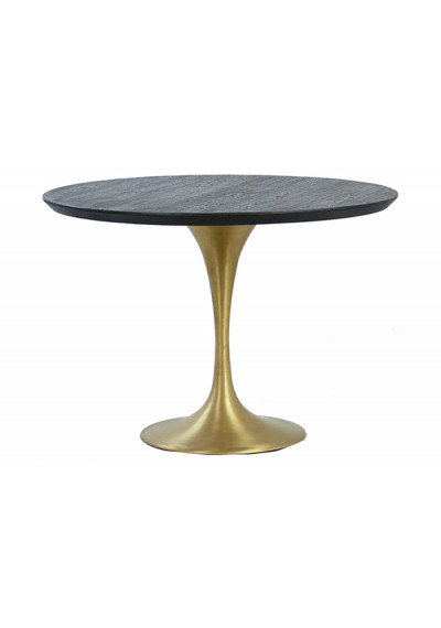 Gold Base Dark Wood Top Tulip Dining Table 