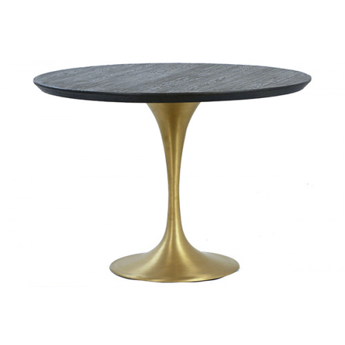 Gold Base Dark Wood Top Tulip Dining Table 