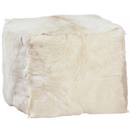 White Fur Square Pouf