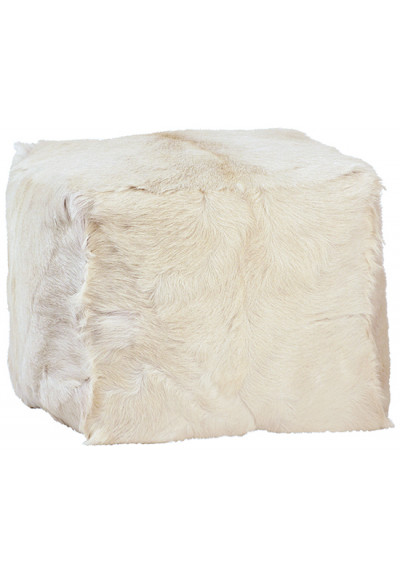 White Fur Square Pouf