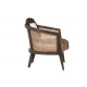 Dark Wood Rattan & Cow Hide Seat Accent Chair
