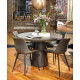 Round Lava Chipped Top & Gun Metal Cone Base Dining Table