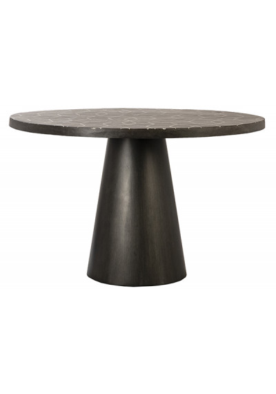 Round Lava Chipped Top & Gun Metal Cone Base Dining Table