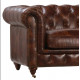 Brown Leather Tufted Nail Head Chesterfield Style Salon Sofa