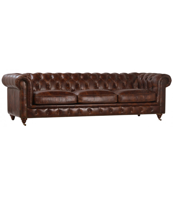 Brown Leather Tufted Nail Head, Brown Leather Nailhead Sofa