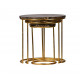 Stone & Gold Finish Iron Nesting Tables - Set of 3