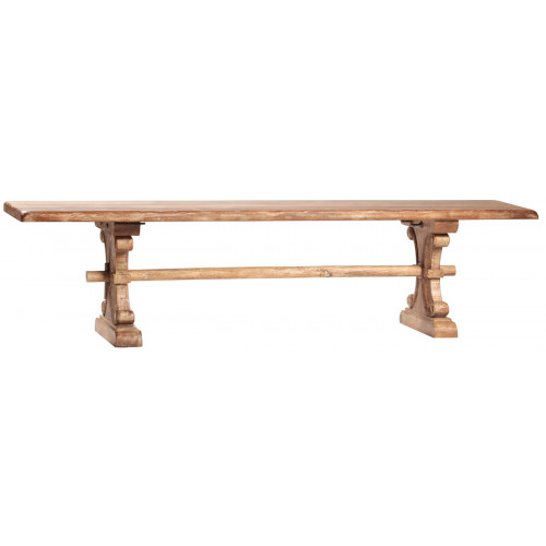 Solid Light Wood Bench Hand Carved Decorative Legs