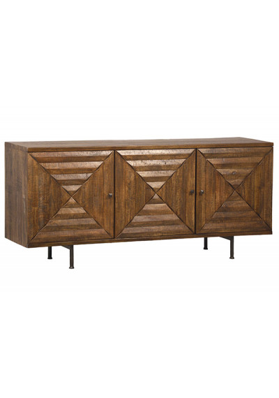 Warm Wood Triple Bullseye Design Cabinet Sideboard