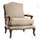 Cane Back Arm Chair Linen Upholstery 