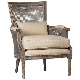 Handwoven Cane Wicker Accent Chair Antiqued