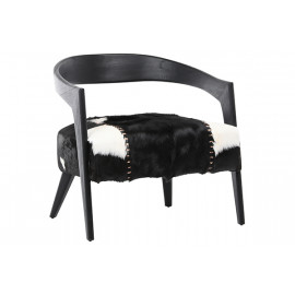 Hair on Hide & Wood Half Circle Unique Black & White Arm Chair