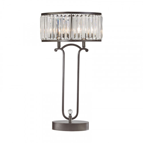 Rustic Glam Bronze & Beveled Glass Table Lamp