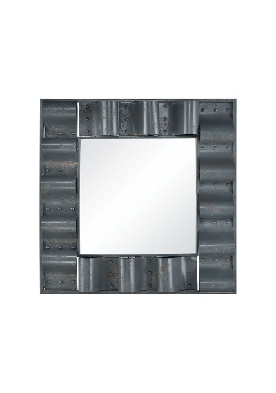 Rustic Metal Tin Roof Square Wall Mirror
