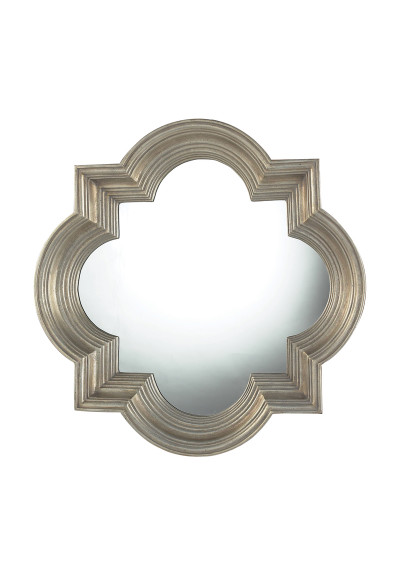 Silver Quatrefoil Thick Frame Wall Mirror