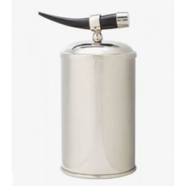 Small Silver Ice Bucket with Natural Horn Accent