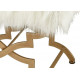 Gold X Frame White Fluffy Faux Fur Bench Footstool Ottoman 