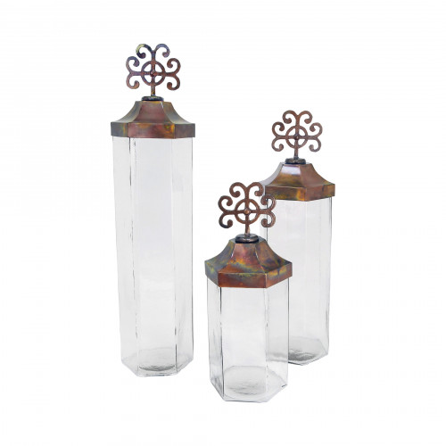 Tuscan Rustic Iron & Glass Canisters