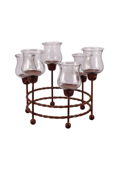 Rustic Twisted Iron & Glass Centerpiece Candle Holder